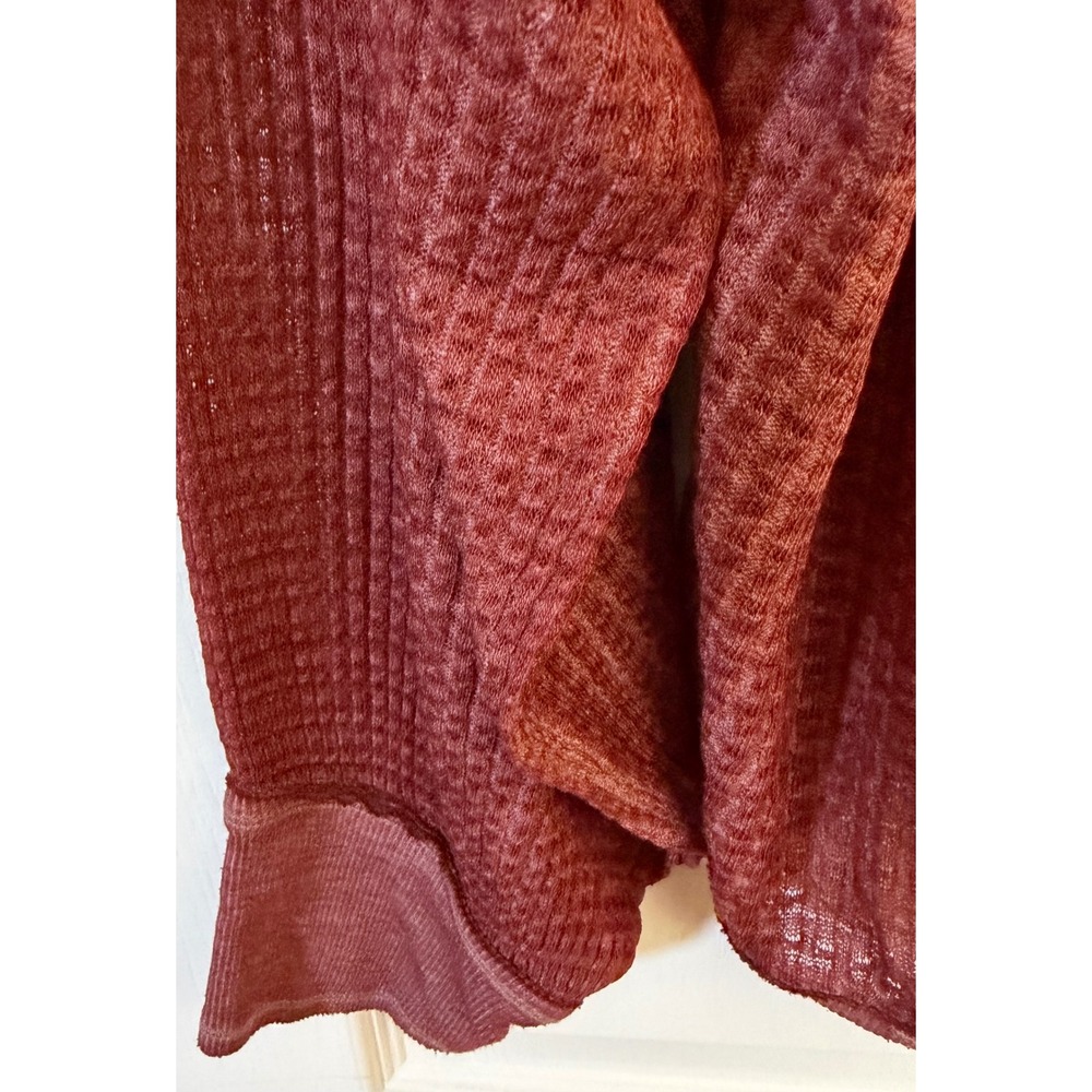 We The Free Thermal Oversized Distressed Grunge Loungewear Top Women's L Brown - Picture 5 of 7